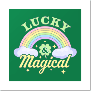 Lucky and Magical Cute Saint Patricks Day Girls Kids Rainbow Posters and Art